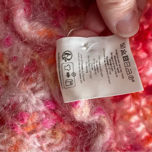 Sezane Emile cardigan multicolored pink orange alpaca wool blend sweater - Picture 7 of 14